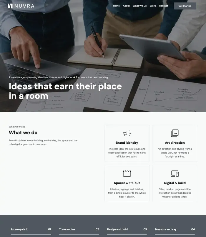 Home page of the Agency 1 starter site