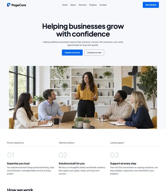 Home page of the Default starter site
